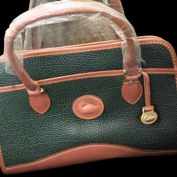 Vintage Dooney & Bourke AWL Satchel - Forest Green & Tan - Picture 2 of 8